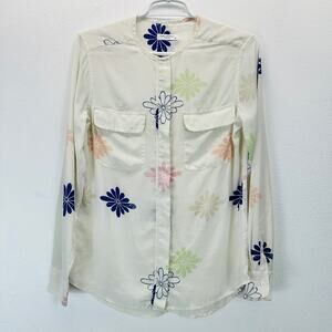 Equipment Femme Lynn Ivory Silk Floral Button Up Shirt Size S
